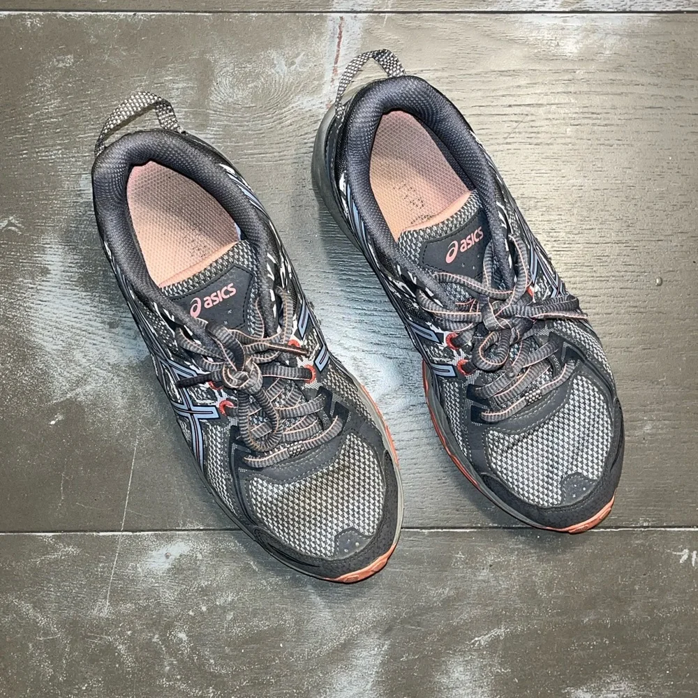 ASICS Gray Pink Peach Running Sneakers Tennis Shoes Ladies 7.5